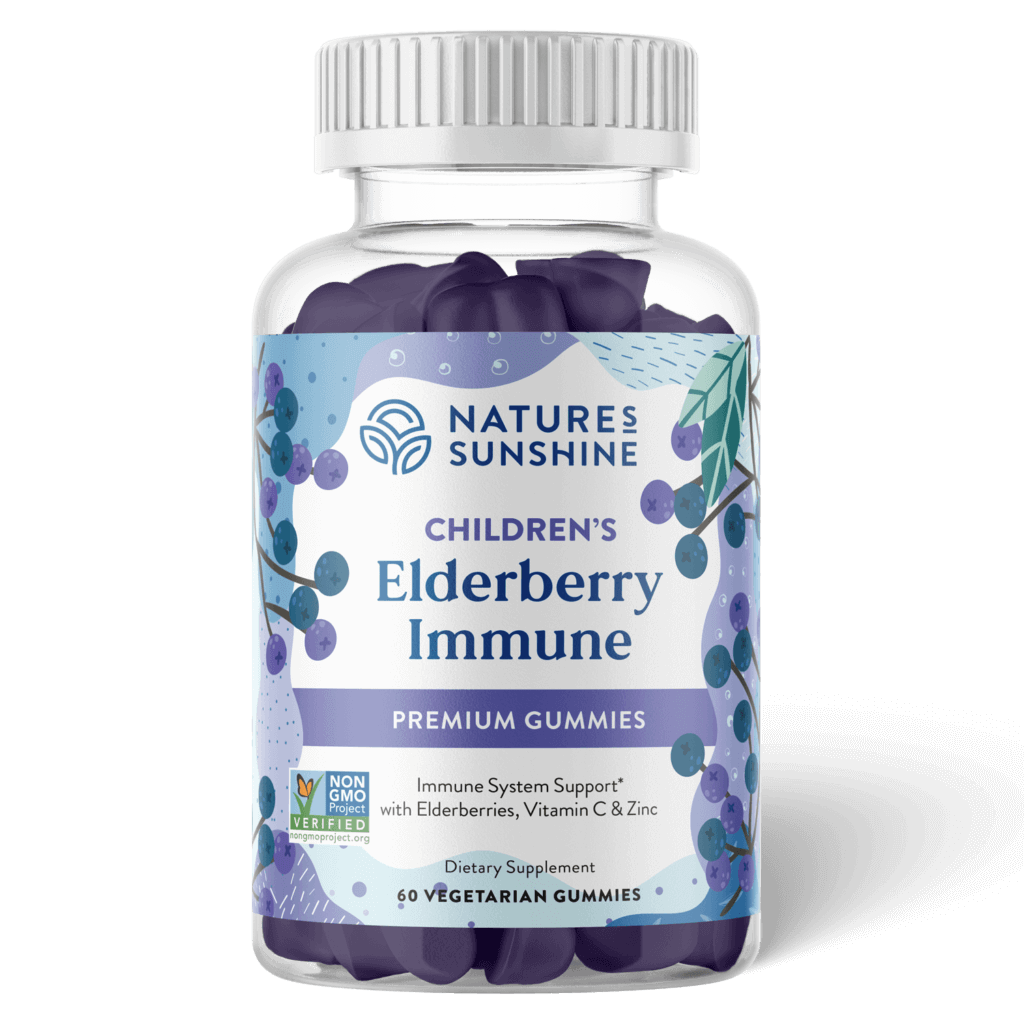 Recommended Alt Text: "Children's elderberry gummies bottle by Nature's Sunshine for kids immune supportRecommended Alt Text: "Children's elderberry gummies bottle by Nature's Sunshine for kids immune support