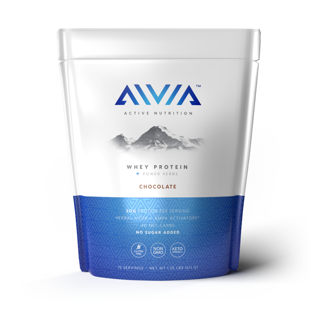 AIVIA Whey Protein Powder container for muscle recovery