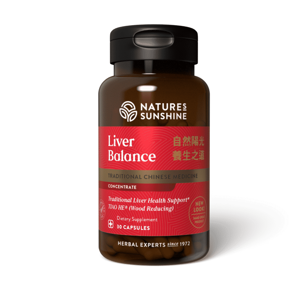 Liver Balance TCM Concentrate bottle with Chinese herbs, symbolizing liver support, emotional balance, and healthy detoxification.