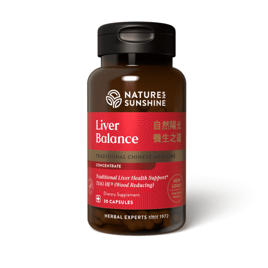 Liver Balance TCM Concentrate bottle with Chinese herbs, symbolizing liver support, emotional balance, and healthy detoxification.