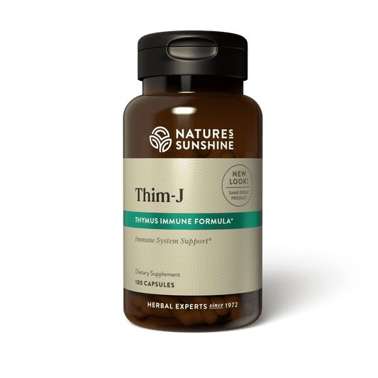 Thymus gland support supplement with echinacea and mullein for immune health and natural wellness.