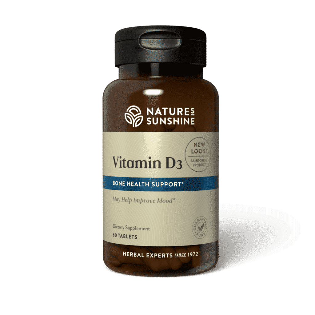 Vitamin D3 supplement bottle from Nature’s Sunshine for immune and bone support