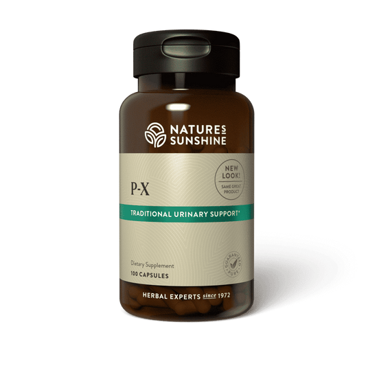 P-X urinary tract support supplement with herbs for kidney and bladder health.
