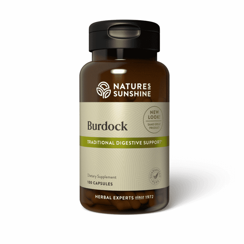 Burdock root supplement for detox, skin, and digestive support