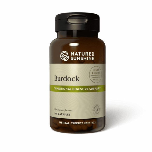 Burdock root supplement for detox, skin, and digestive support