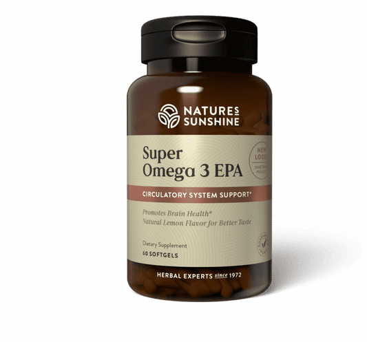 Nature’s Sunshine Super Omega-3 EPA omega-3 fish oil supplement bottle