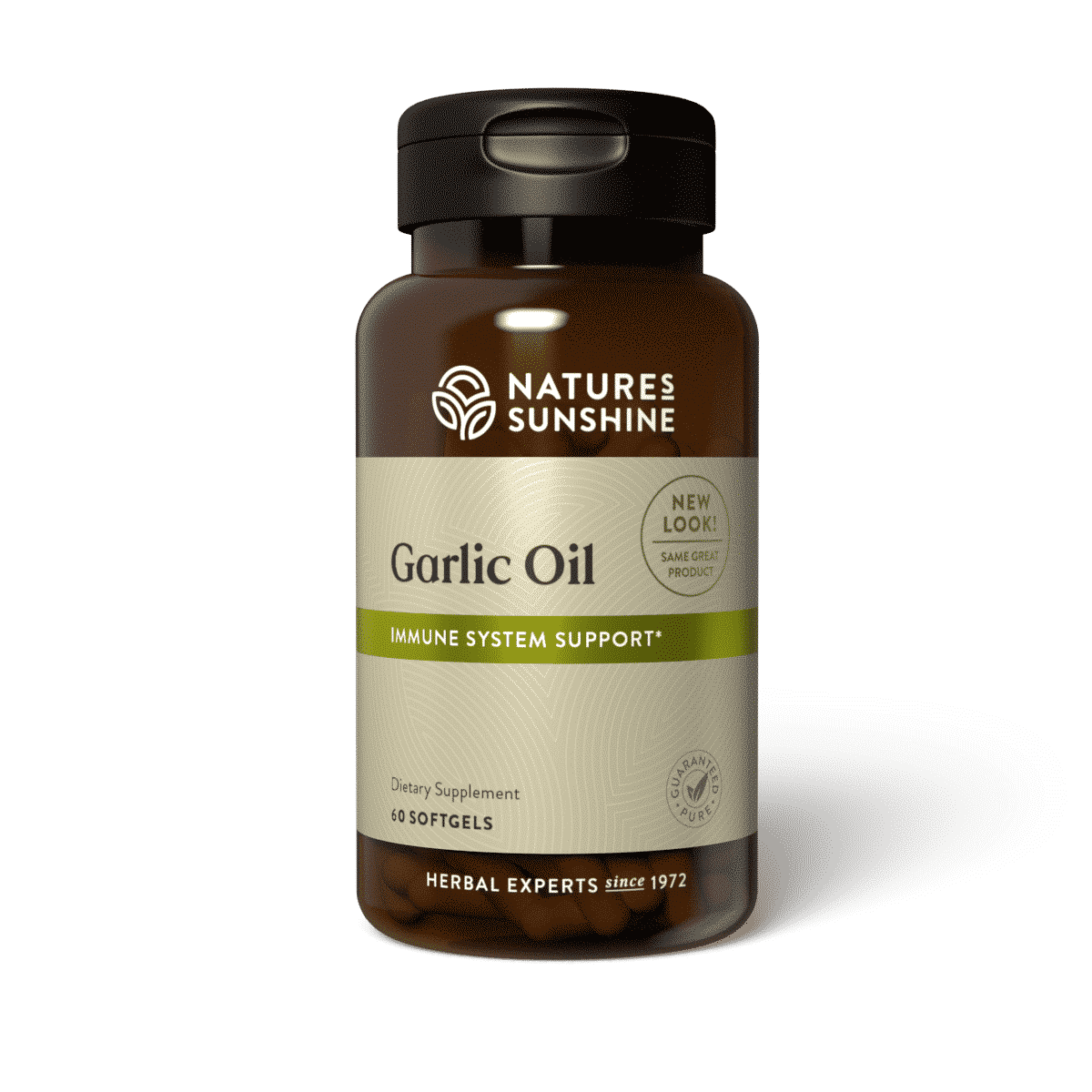 Garlic oil softgel supplement equivalent to 1,000 mg fresh garlic