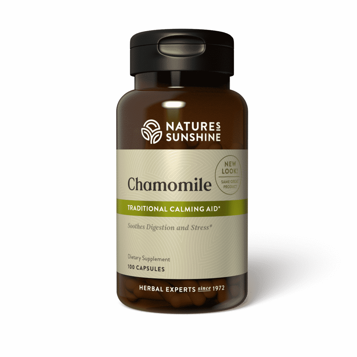Chamomile supplement capsules for restful sleep and nervous system support