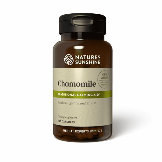 Chamomile supplement capsules for restful sleep and nervous system support