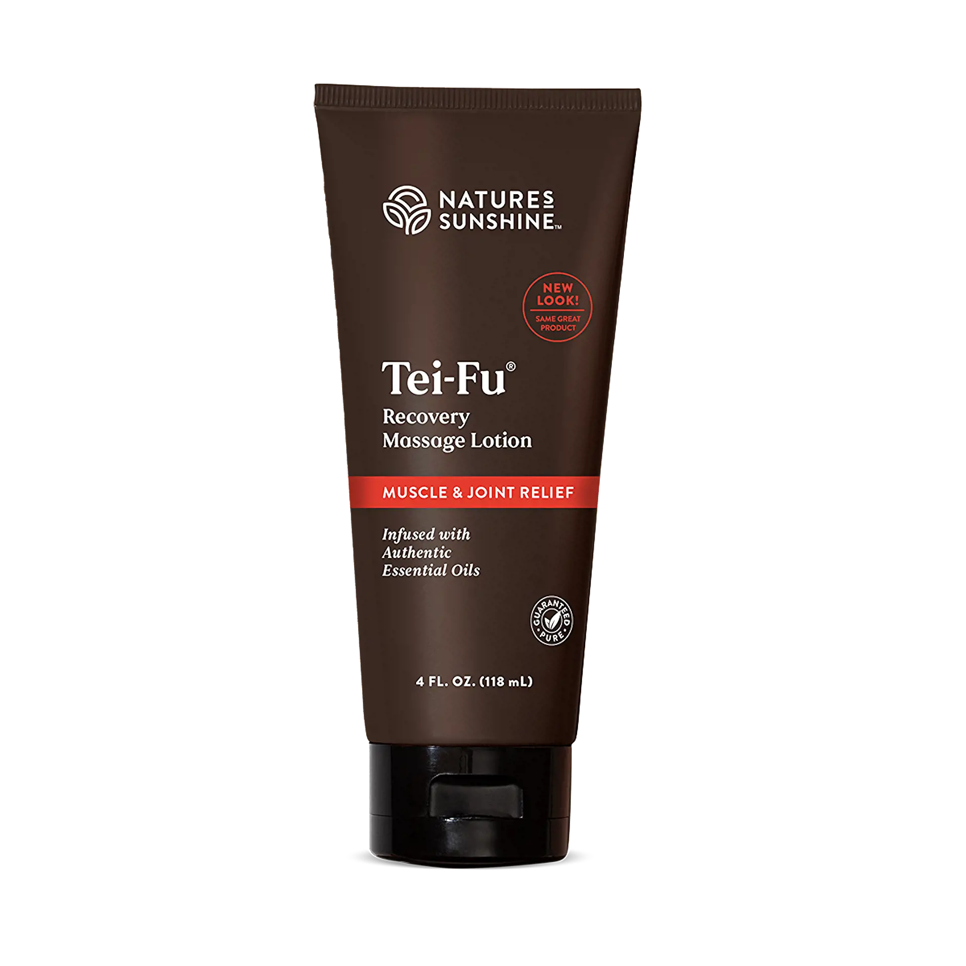 Tei-Fu Recovery Massage Lotion tube with herbal elements, symbolizing cooling relief and muscle recovery support with essential oils.