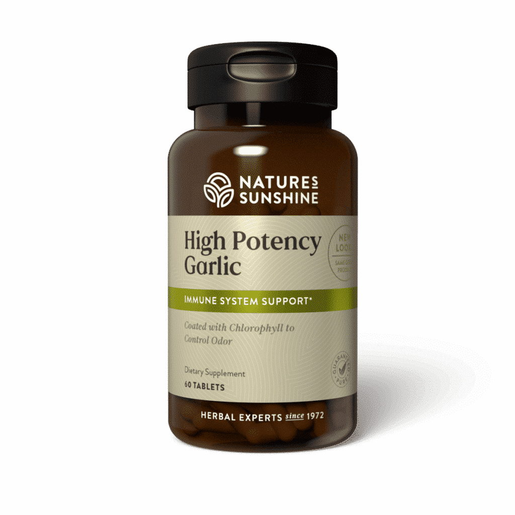 Odor-free high-potency garlic supplement containing 1,200 mg fresh garlic equivalent