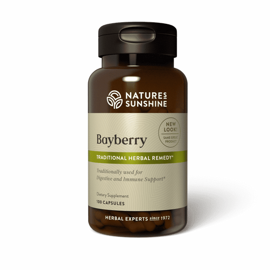 "Nature’s Sunshine Bayberry root bark supplement bottle"