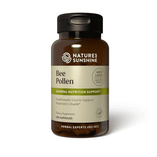Natural bee pollen capsules rich in vitamins, enzymes, and amino acids