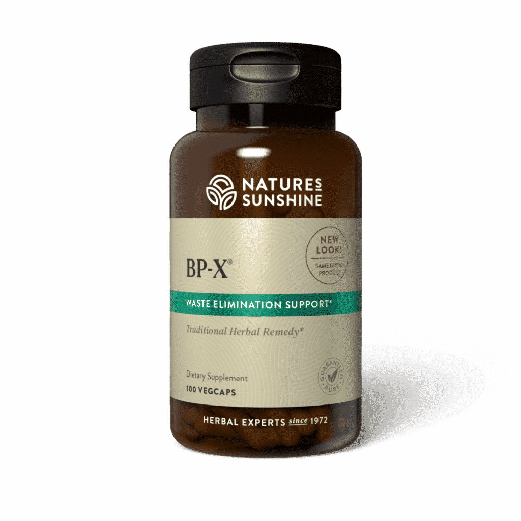 BP-X Blood Cleanse Supplement bottle with detoxifying herbs, representing natural support for blood purification and organ detox.
