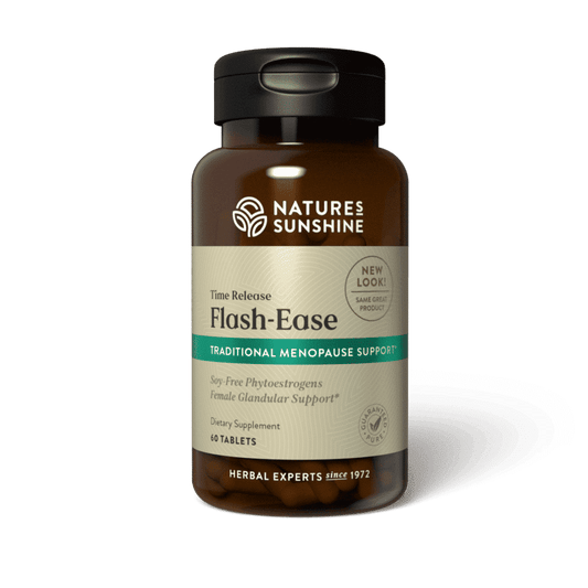 Menopause Relief Supplement with black cohosh and vitamin E in time-release tablets for natural support of hot flashes and hormonal balance.