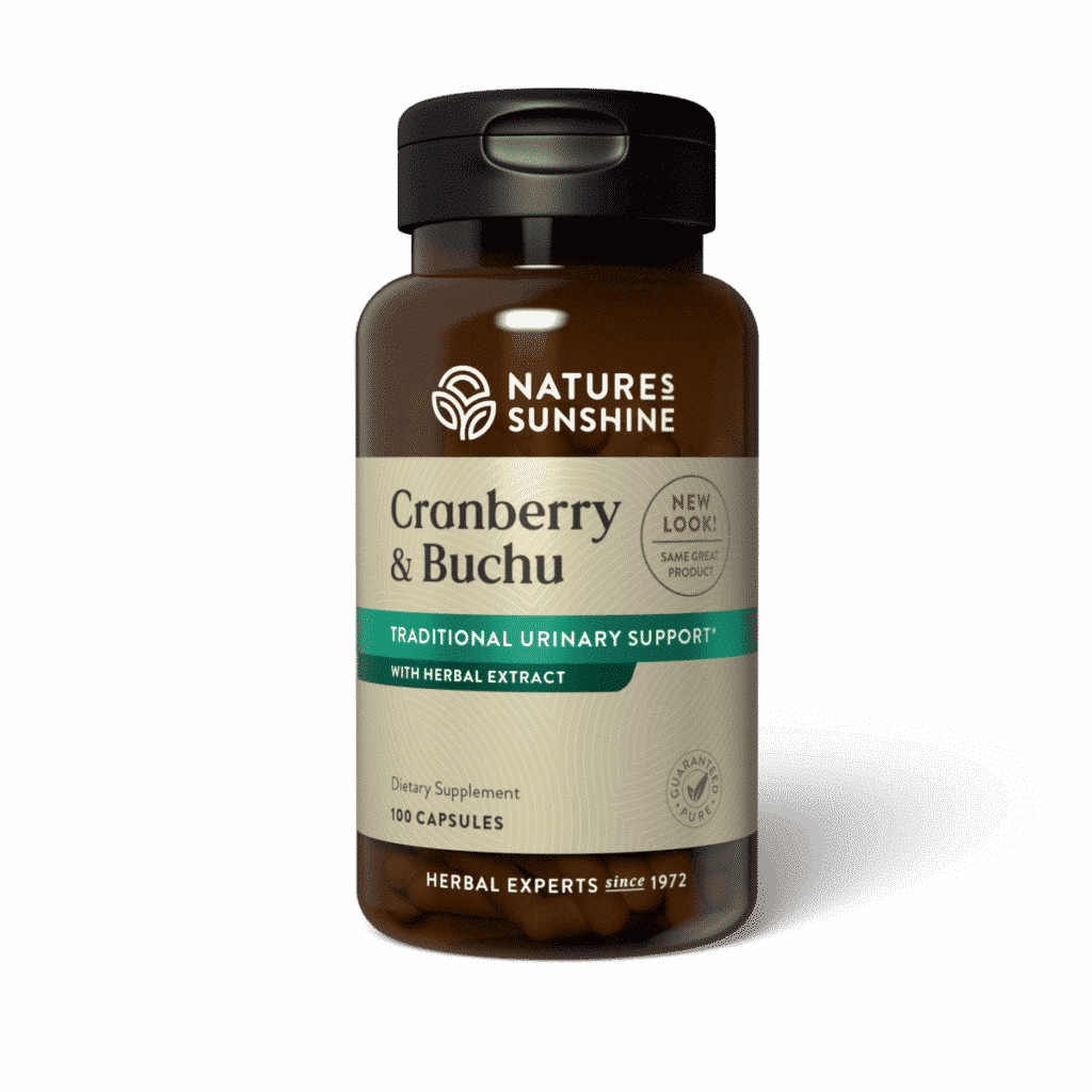 Urinary Tract Support Supplement bottle with cranberries and buchu leaves, symbolizing natural bladder health and urinary cleansing.