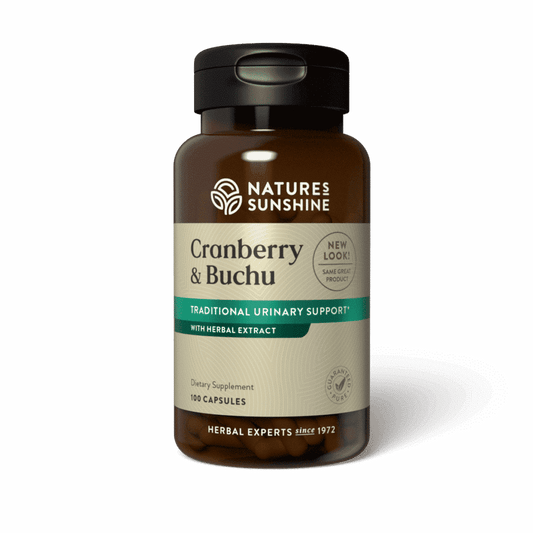 Urinary Tract Support Supplement bottle with cranberries and buchu leaves, symbolizing natural bladder health and urinary cleansing.