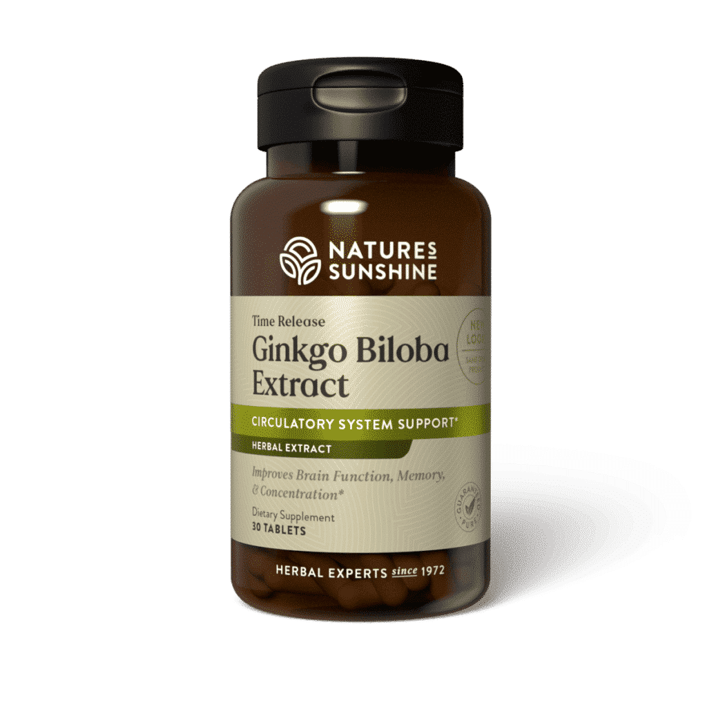 Time-release ginkgo biloba supplement for brain, focus, and circulatory wellness
