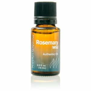 Wild Rosemary Essential Oil bottle with fresh rosemary sprigs, highlighting natural clarity, focus, and invigorating aromatic benefits.