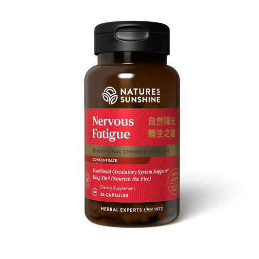 Nervous Fatigue TCM Concentrate bottle with Chinese herbs, symbolizing stress relief, adrenal balance, and natural energy support.