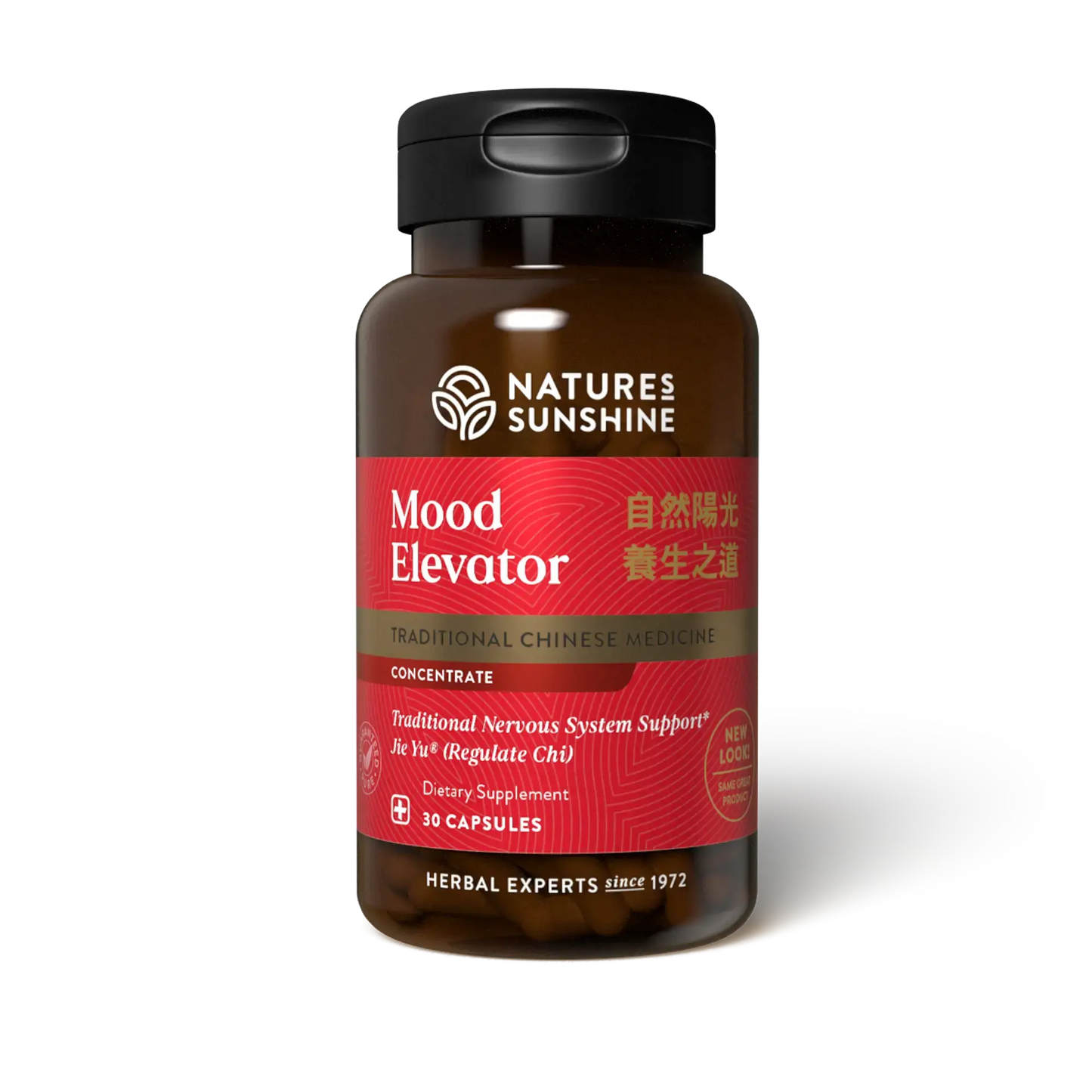 Mood Elevator TCM Concentrate bottle with Chinese herbs, symbolizing natural emotional balance, stress relief, and nervous system support.