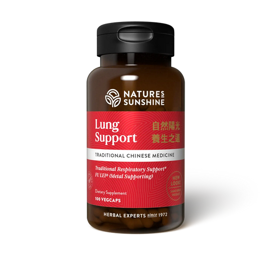 Lung Support Chinese Herbal Supplement bottle with traditional herbs, highlighting natural respiratory and immune support for healthy lungs.
